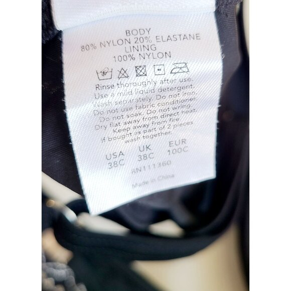 Swimsuit Top & Skirted Bottom Set Black Beaded Embroidered Padded Underwire - Picture 15 of 16